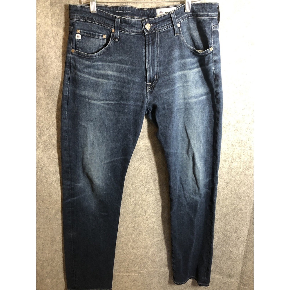 Adriano Goldschmied 34x33 Jeans Blue Denim Slim Straight Medium Wash AG Graduate